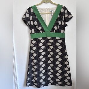 Banana Republic Brown and Green V-Neck A-Line Mini Dress